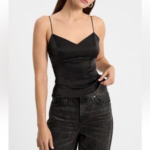 Black satin v neck tank top - EXPRESS - NWT